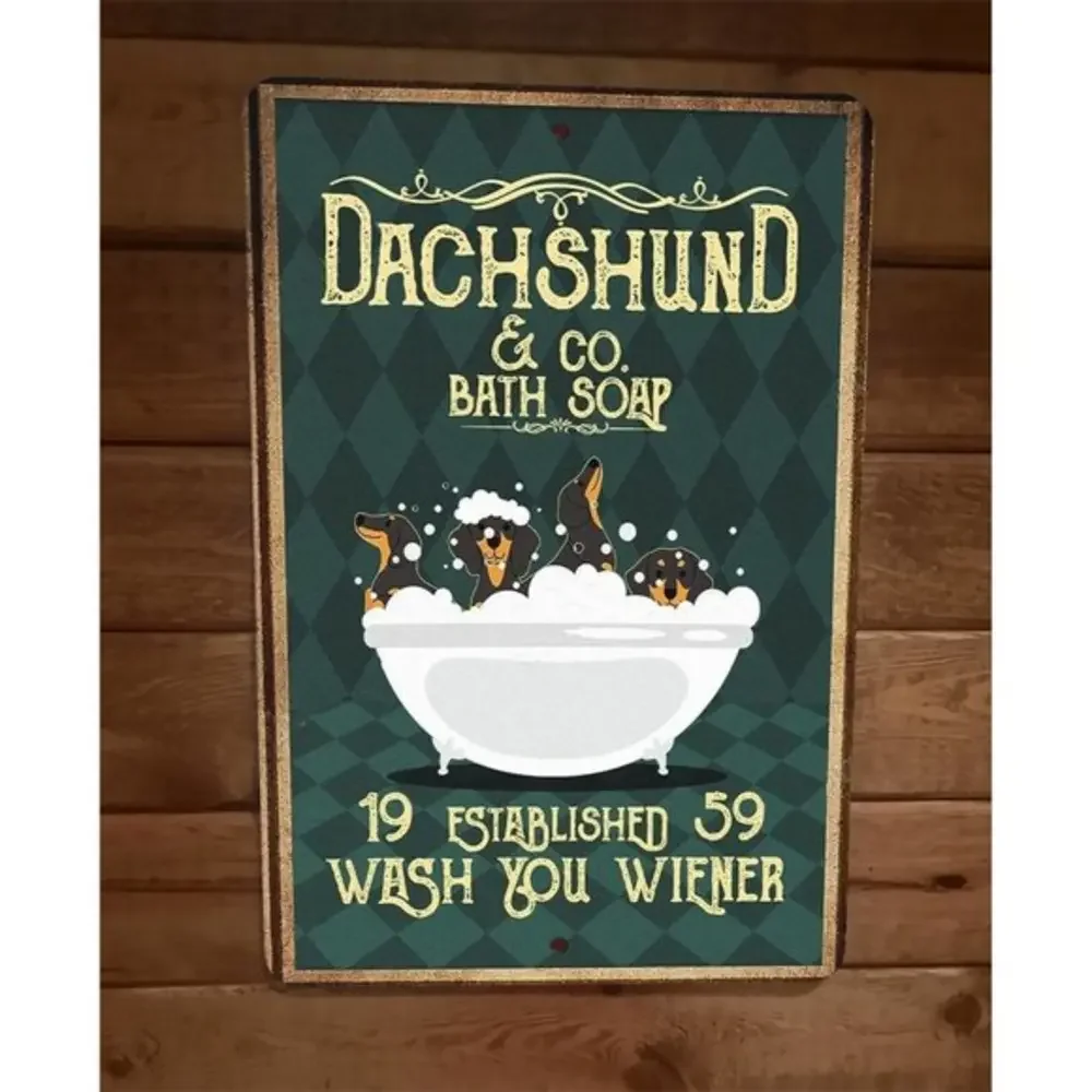Dachshund Bath Soap 8x12 Metal Wall Sign Animal Poster #9‎